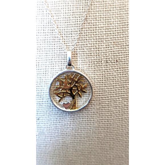 925 Sterling Silver Two Tone Tree of Life Heart 'My Family My Love' Necklace - Picture 6 of 6